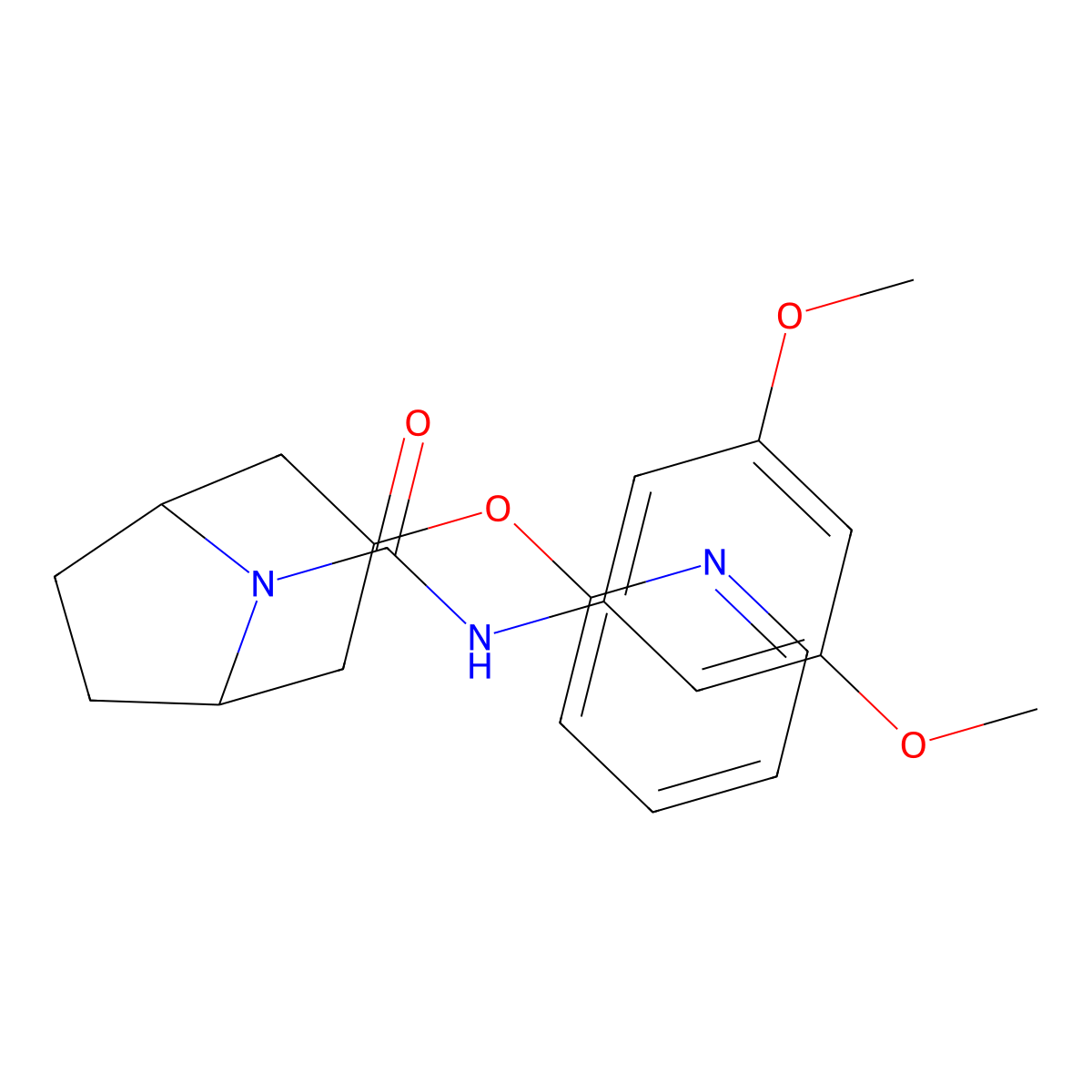 N-(3,5-dimethoxyphenyl)-3-(pyridin-2-yloxy)-8-azabicyclo[3.2.1]octane-8-carboxamide molecular structure, CAS 2109462-37-3