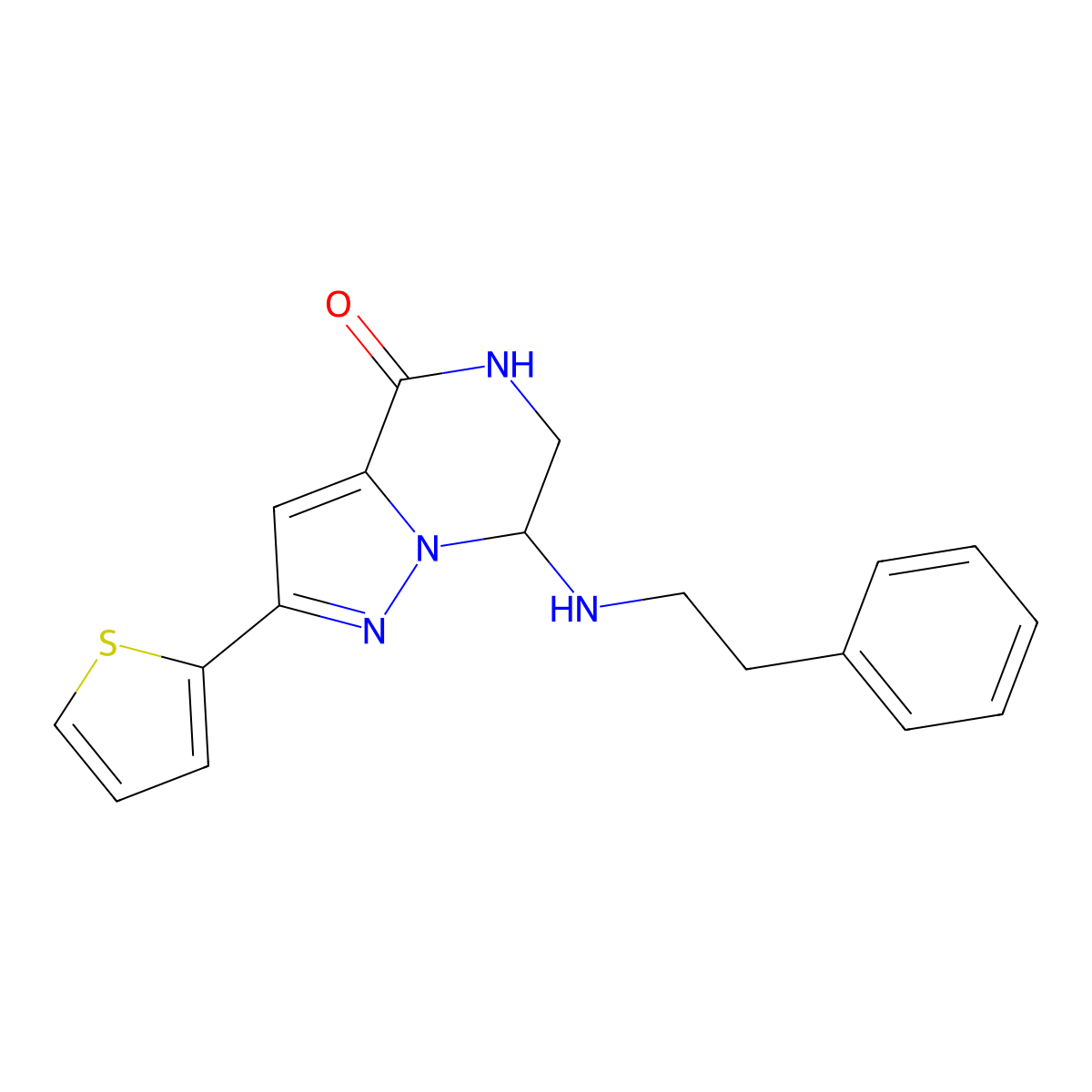 7-[(2-phenylethyl)amino]-2-(2-thienyl)-6,7-dihydropyrazolo[1,5-a]pyrazin-4(5H)-one molecular structure, CAS 2109478-84-2