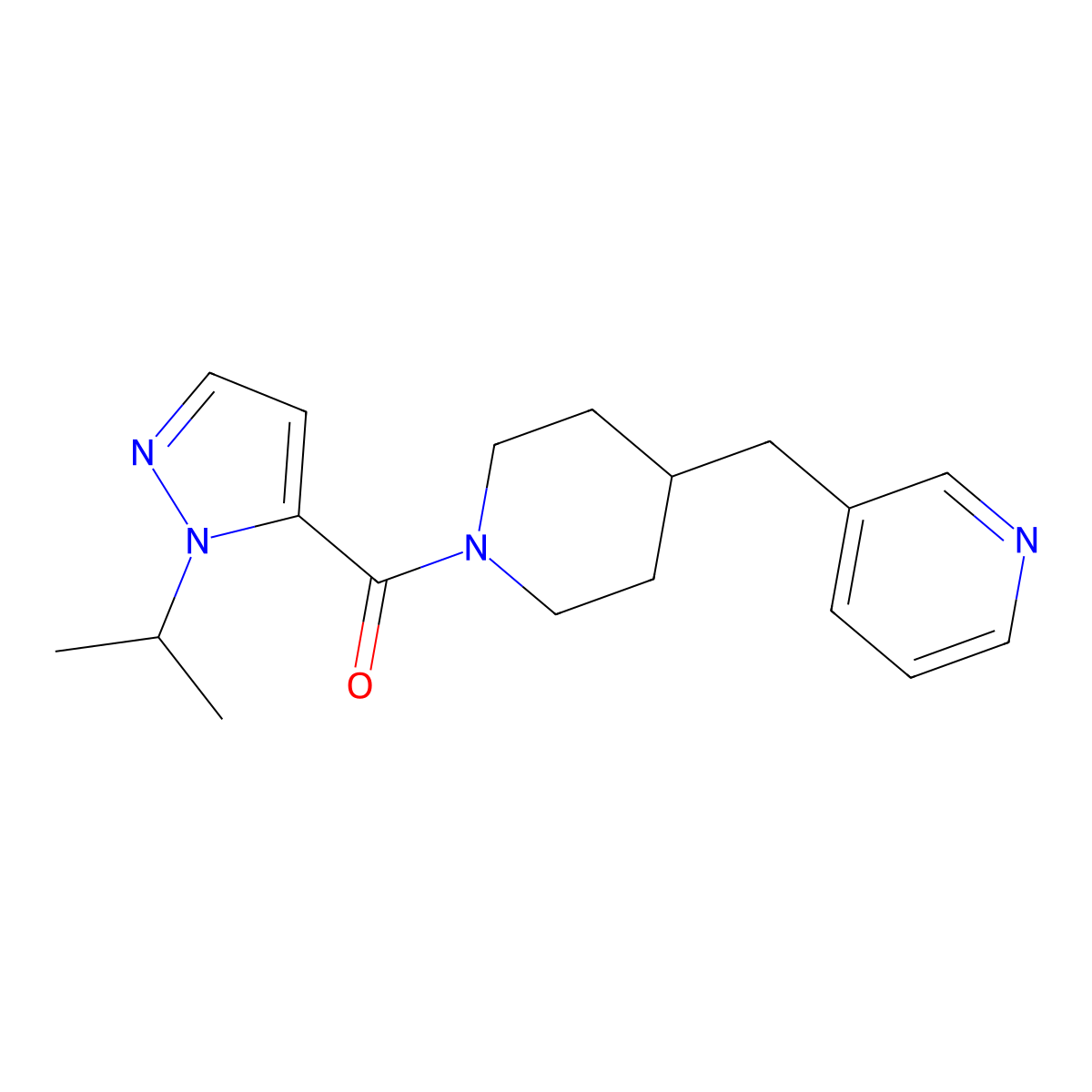 3-({1-[(1-isopropyl-1H-pyrazol-5-yl)carbonyl]piperidin-4-yl}methyl)pyridine molecular structure, CAS 2109481-14-1