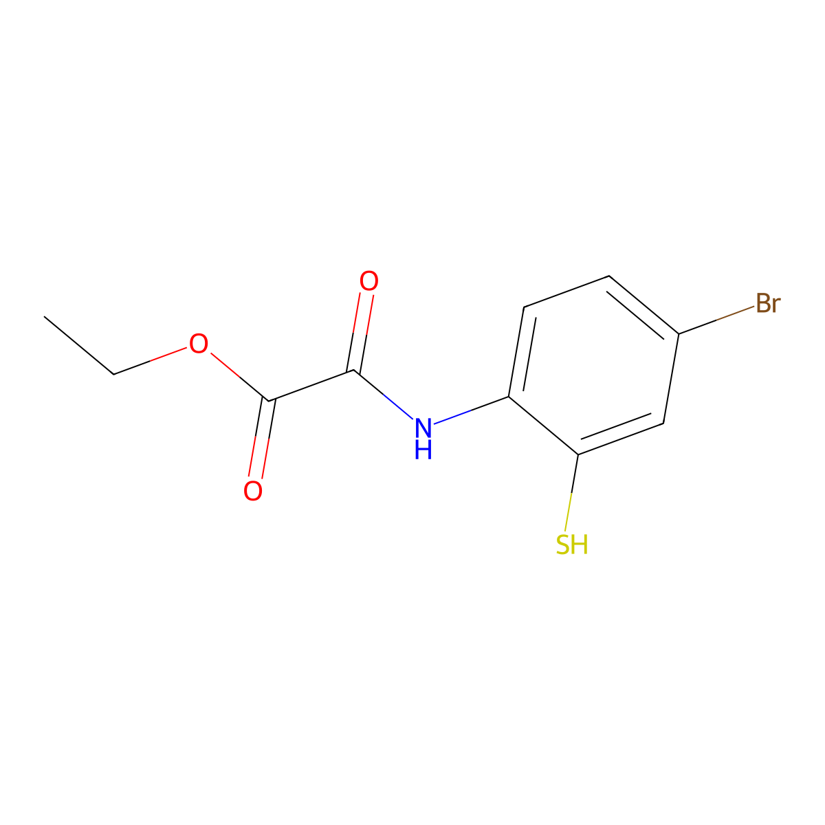 Ethyl 2-(4-bromo-2-mercaptophenylamino)-2-oxoacetate molecular structure, CAS 2109508-77-0