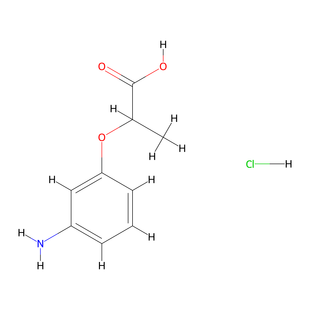 2-(3-Aminophenoxy)propanoic acid hydrochloride molecular structure, CAS 2109514-29-4