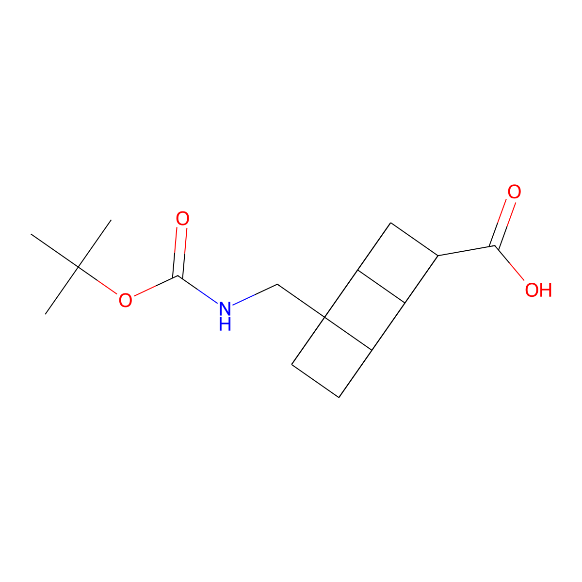 (1s,2R,3r,8S)-4-(((tert-butoxycarbonyl)amino)methyl)cubane-1-carboxylic acid molecular structure, CAS 2109516-33-6