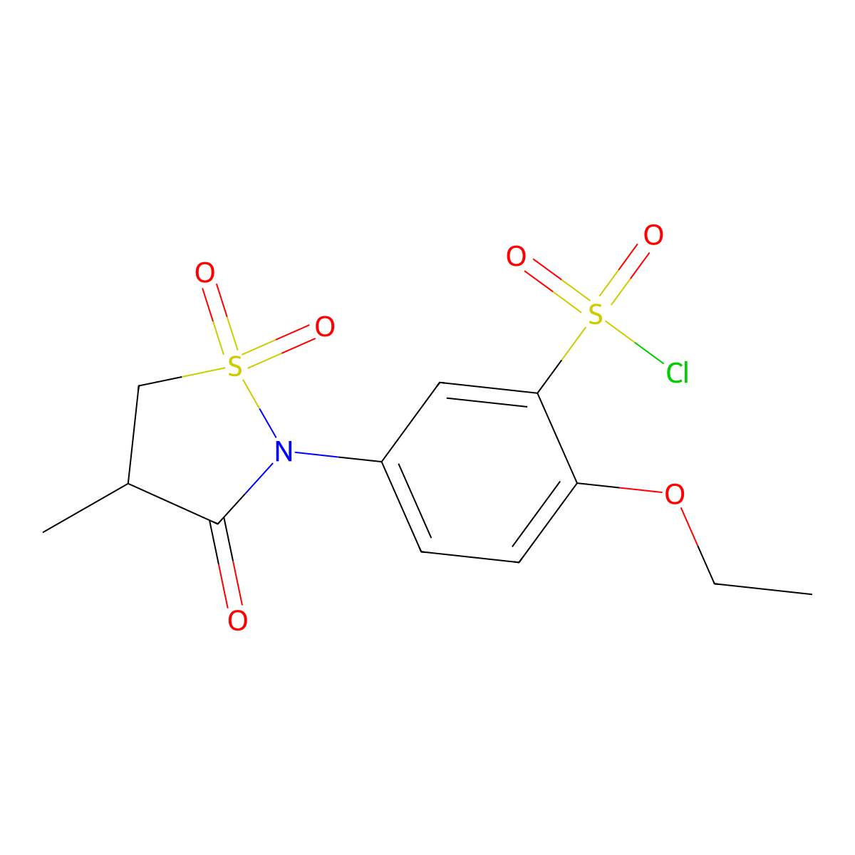 2-Ethoxy-5-(4-methyl-1,1,3-trioxo-1$l^{6},2-thiazolidin-2-yl)benzene-1-sulfonyl chloride molecular structure, CAS 2109518-05-8