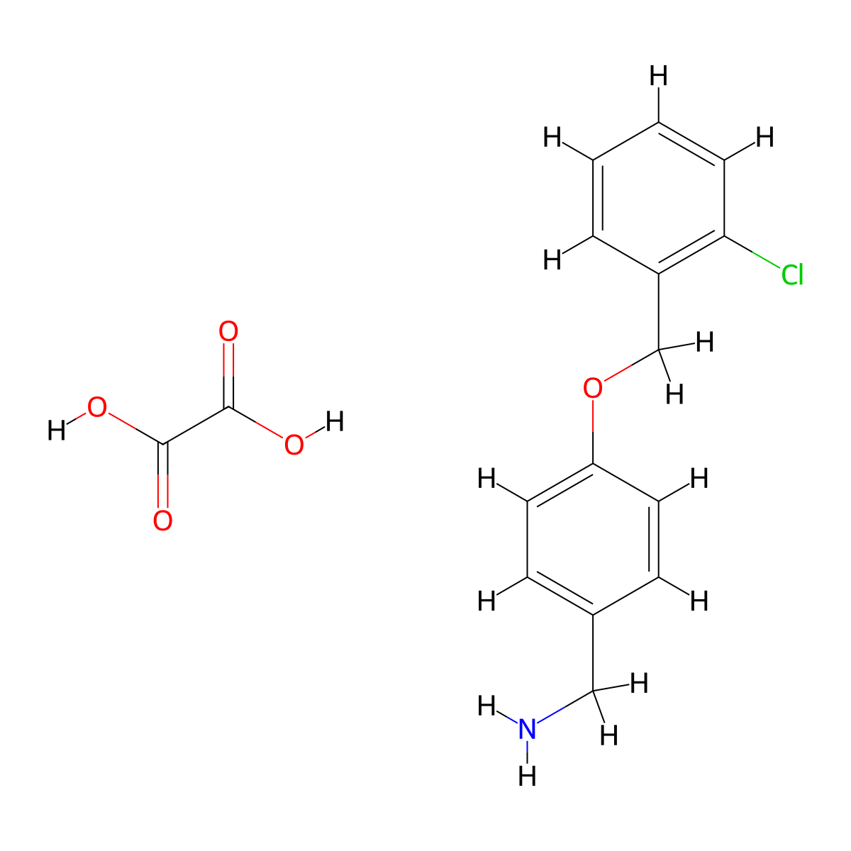 {4-[(2-Chlorobenzyl)oxy]benzyl}amine oxalate molecular structure, CAS 2109535-20-6
