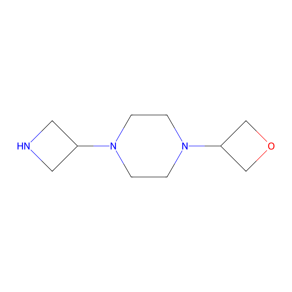 1-(Azetidin-3-yl)-4-(oxetan-3-yl)piperazine molecular structure, CAS 2109535-48-8