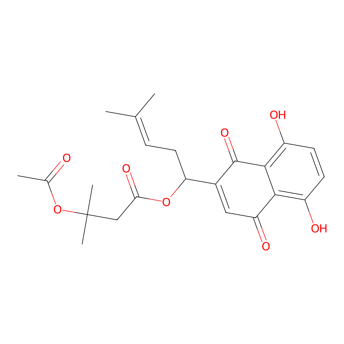 Acetoxyisovalerylalkannin molecular structure, CAS 2109553-99-1