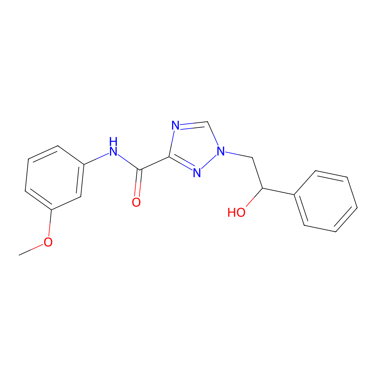1-(2-hydroxy-2-phenylethyl)-N-(3-methoxyphenyl)-1H-1,2,4-triazole-3-carboxamide molecular structure, CAS 2109556-00-3