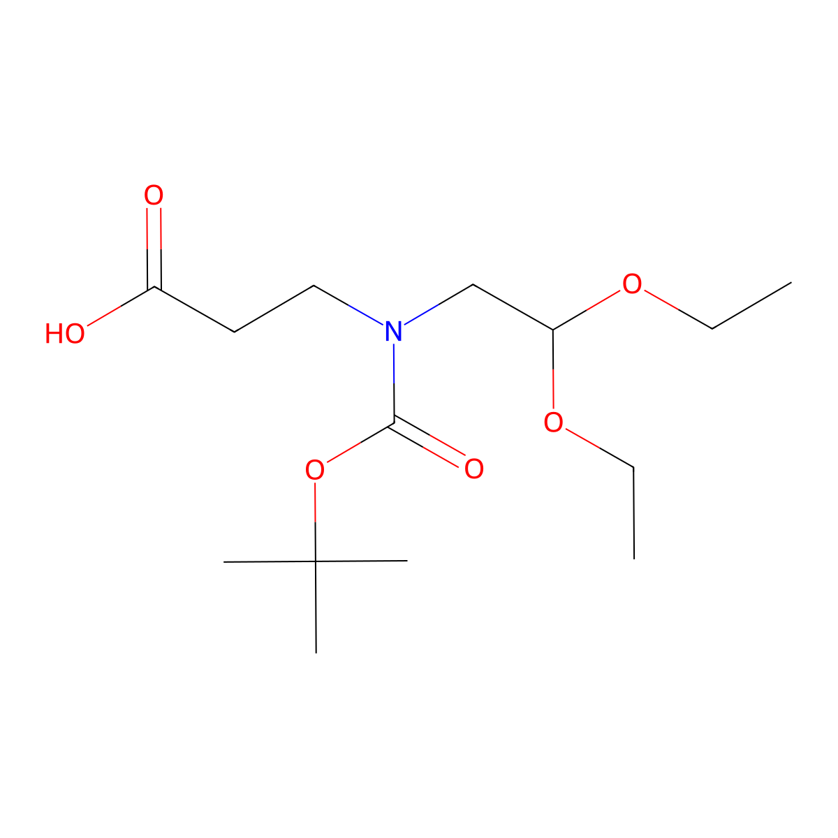 3-{[(Tert-butoxy)carbonyl](2,2-diethoxyethyl)amino}propanoic acid molecular structure, CAS 2109556-55-8