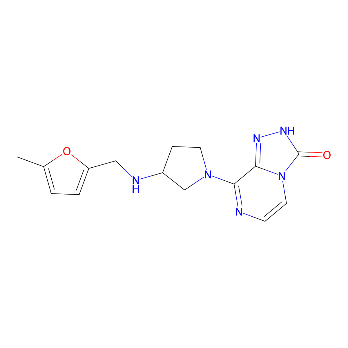 8-(3-{[(5-methyl-2-furyl)methyl]amino}pyrrolidin-1-yl)[1,2,4]triazolo[4,3-a]pyrazin-3(2H)-one molecular structure, CAS 2109561-65-9