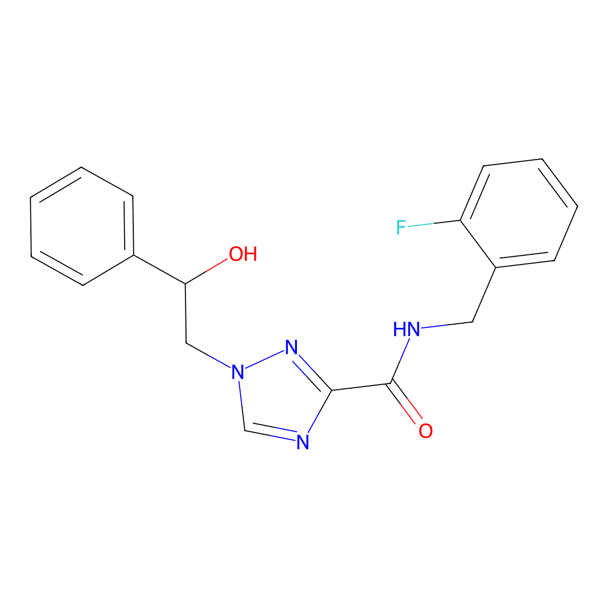 N-(2-fluorobenzyl)-1-(2-hydroxy-2-phenylethyl)-1H-1,2,4-triazole-3-carboxamide molecular structure, CAS 2109562-44-7
