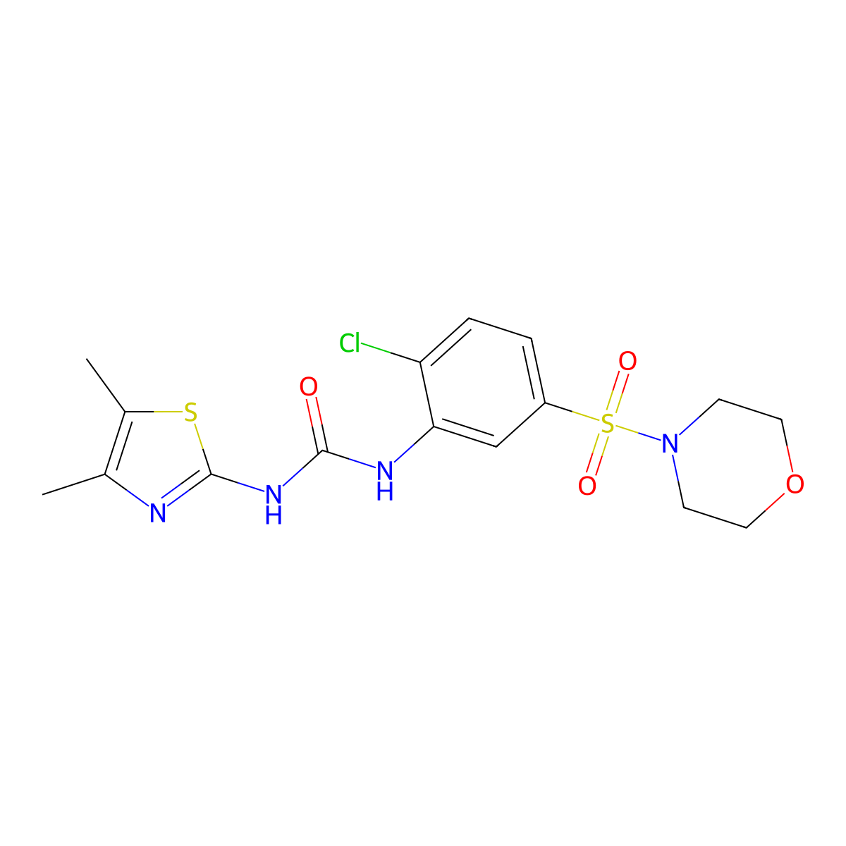 1-[2-Chloro-5-(morpholine-4-sulfonyl)phenyl]-3-(4,5-dimethyl-1,3-thiazol-2-YL)urea molecular structure, CAS 2109570-33-2