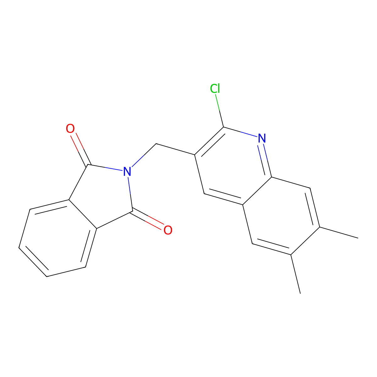 2-[(2-chloro-6,7-dimethylquinolin-3-yl)methyl]-2,3-dihydro-1H-isoindole-1,3-dione molecular structure, CAS 2109570-39-8