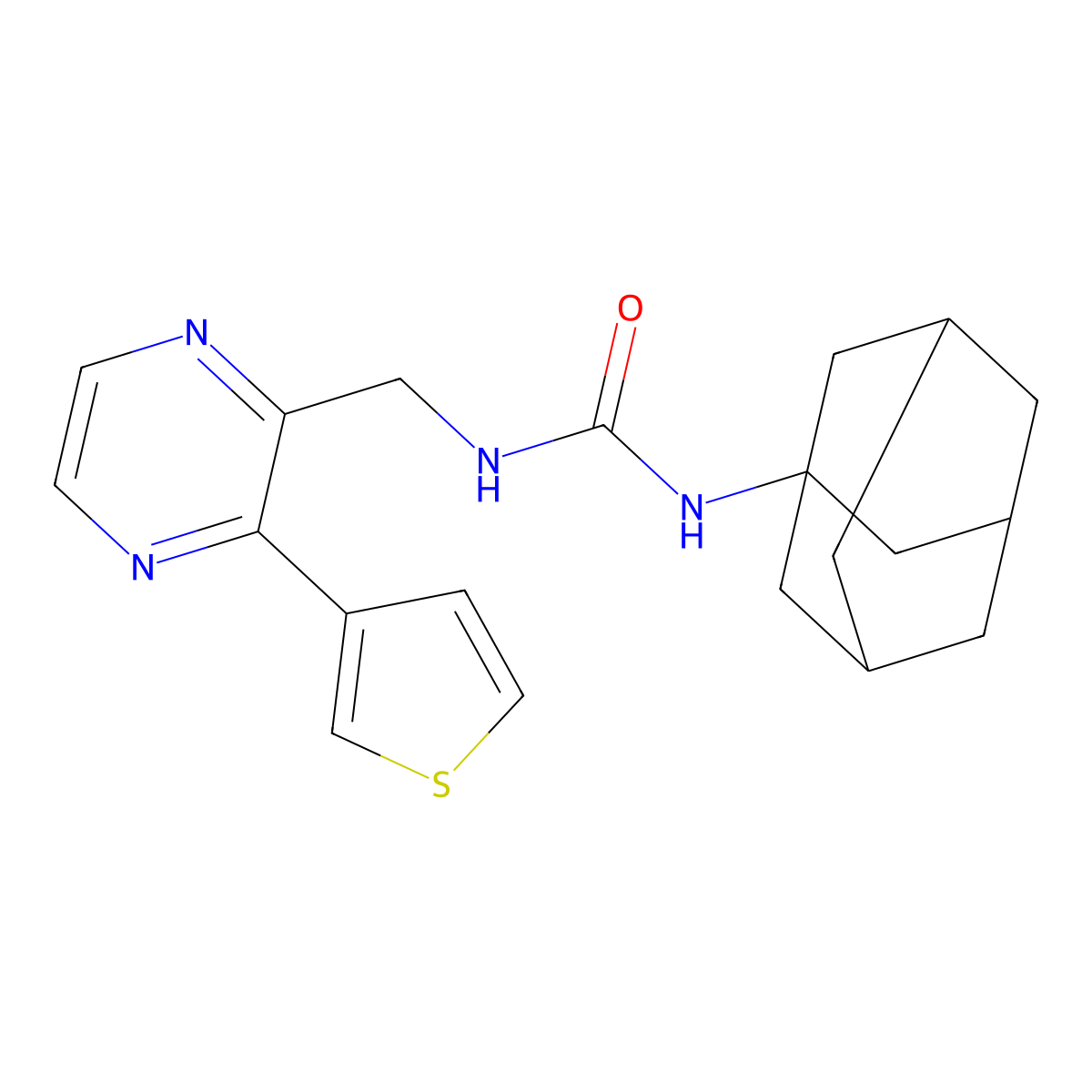 1-((1S,3s)-adamantan-1-yl)-3-((3-(thiophen-3-yl)pyrazin-2-yl)methyl)urea molecular structure, CAS 2109574-57-2