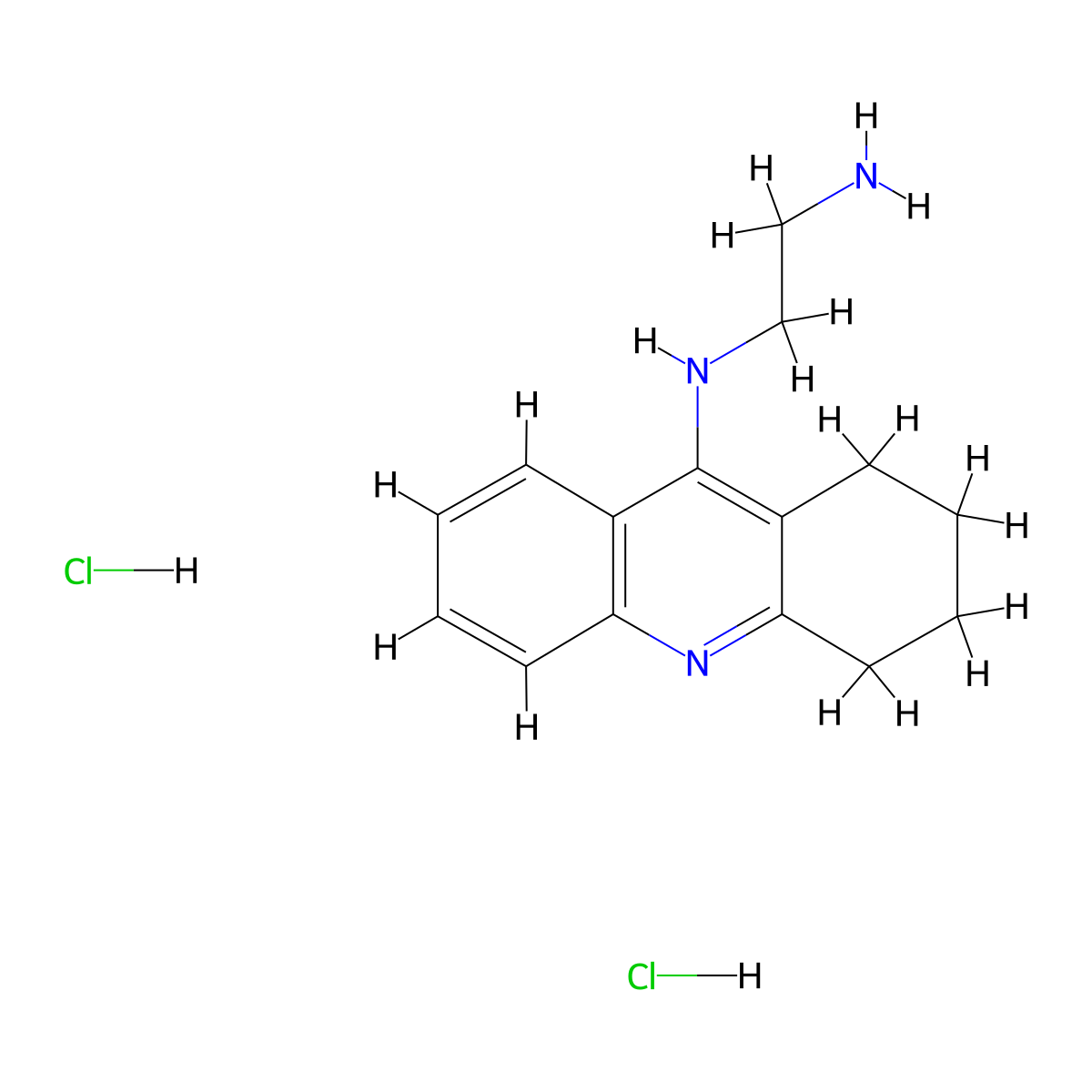 N-(1,2,3,4-tetrahydroacridin-9-yl)ethane-1,2-diamine dihydrochloride molecular structure, CAS 2109576-09-0