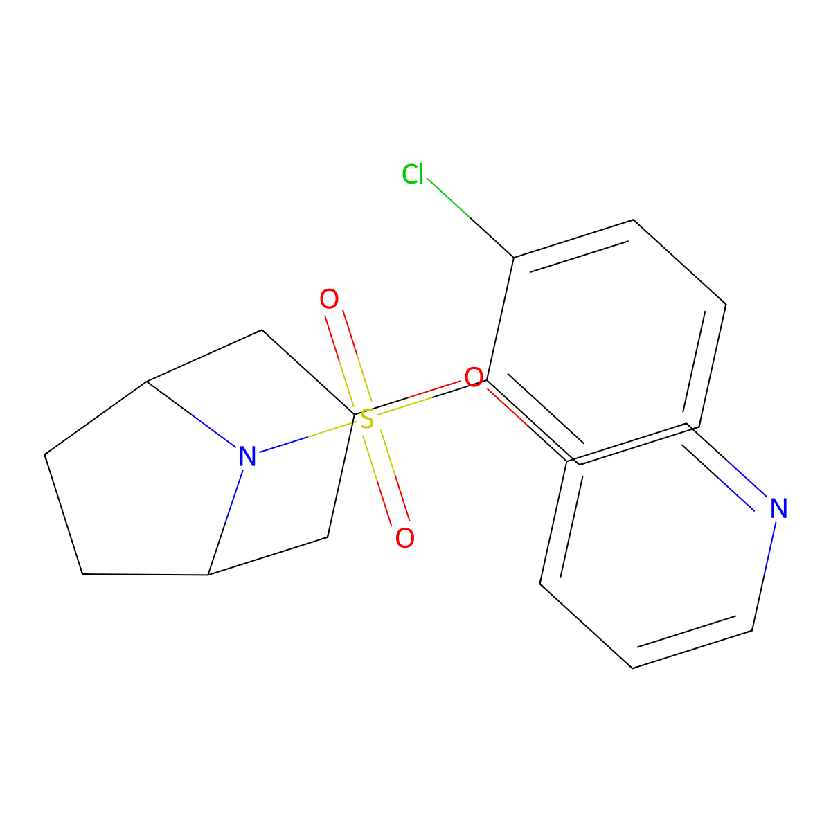 (1R,5S)-8-((2-chlorophenyl)sulfonyl)-3-(pyridin-3-yloxy)-8-azabicyclo[3.2.1]octane molecular structure, CAS 2109581-40-8
