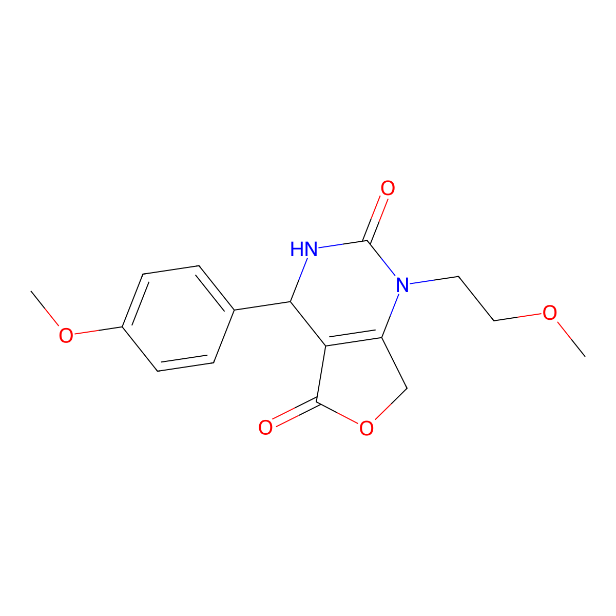 1-(2-methoxyethyl)-4-(4-methoxyphenyl)-4,7-dihydrofuro[3,4-d]pyrimidine-2,5(1H,3H)-dione molecular structure, CAS 2109590-16-9
