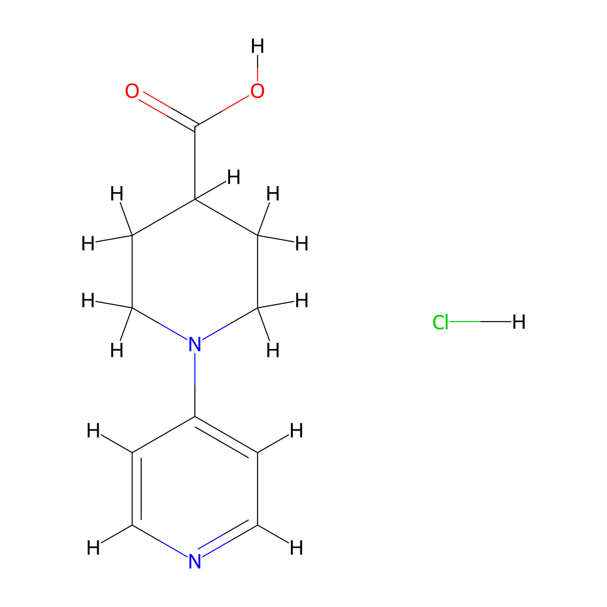 1-(Pyridin-4-yl)piperidine-4-carboxylic acid hydrochloride molecular structure, CAS 210962-09-7