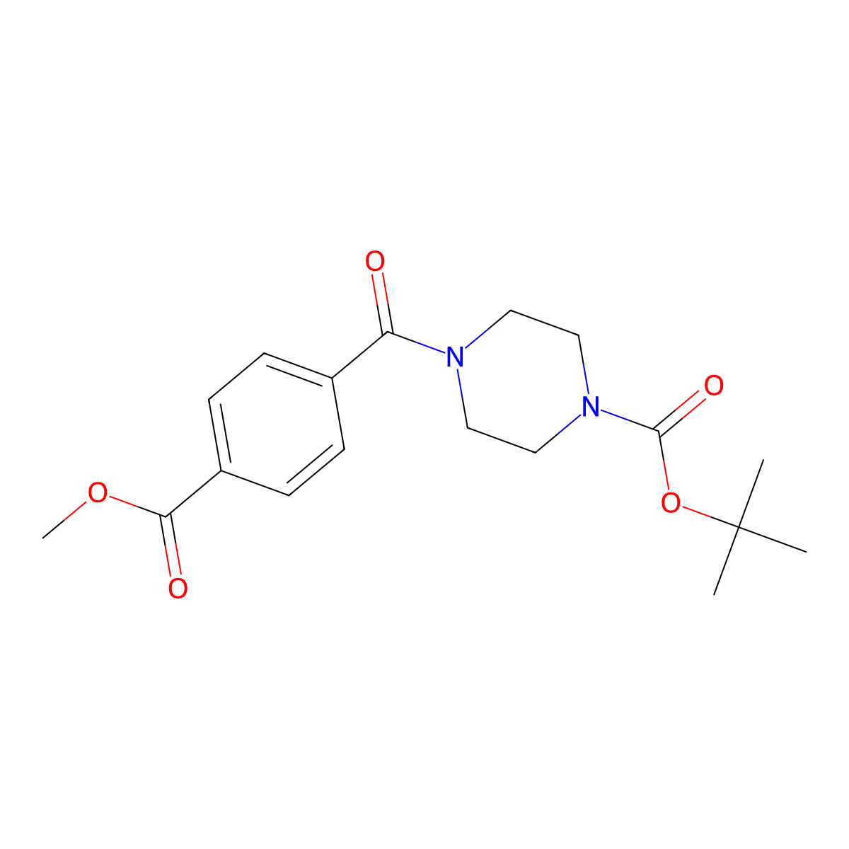 t-Butyl 4-(4-methoxycarbonylbenzoyl)piperazine-1-carboxylate molecular structure, CAS 210962-11-1