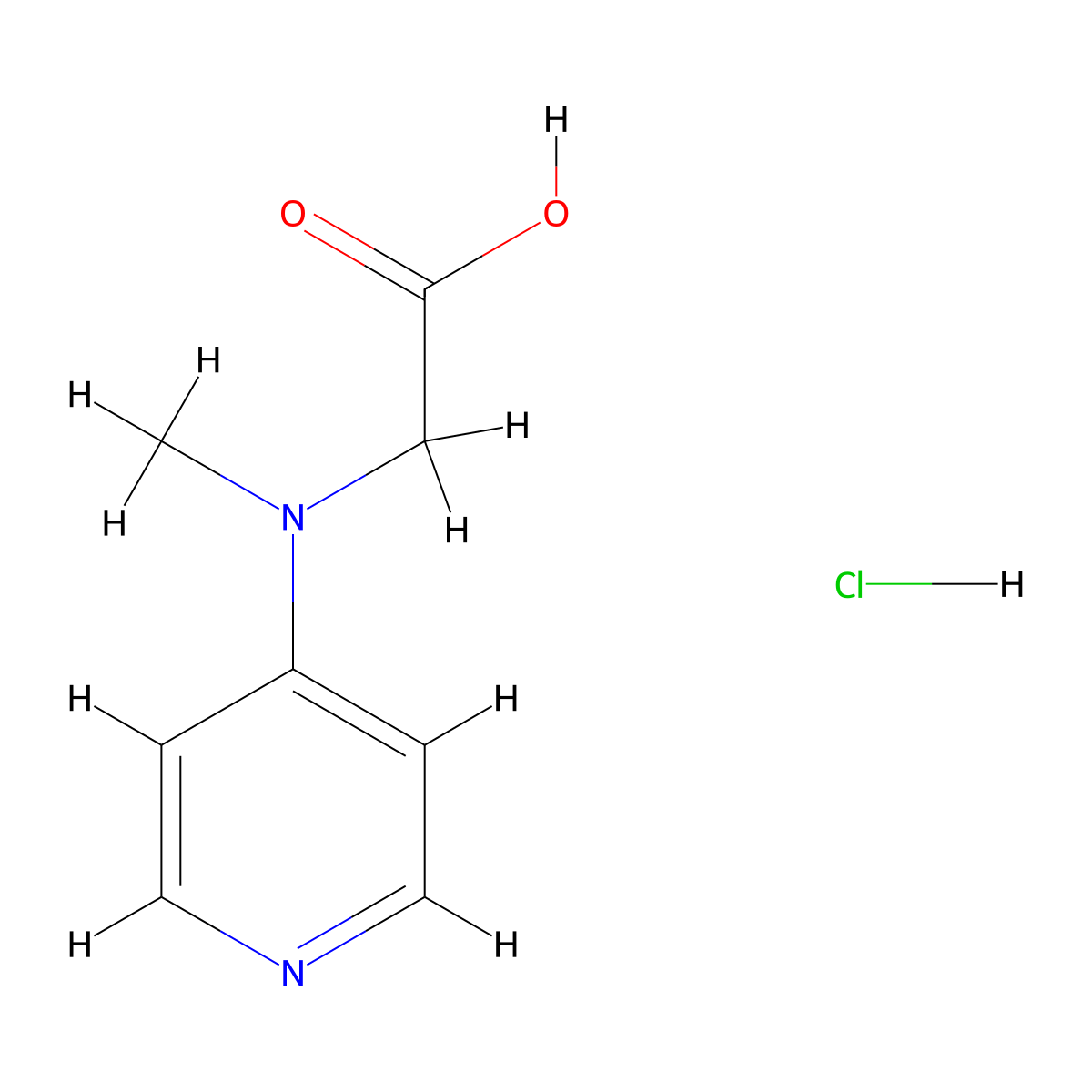 [N-methyl-N-(pyridine-4-yl)amino]acetic acid hydrochloride molecular structure, CAS 210962-16-6