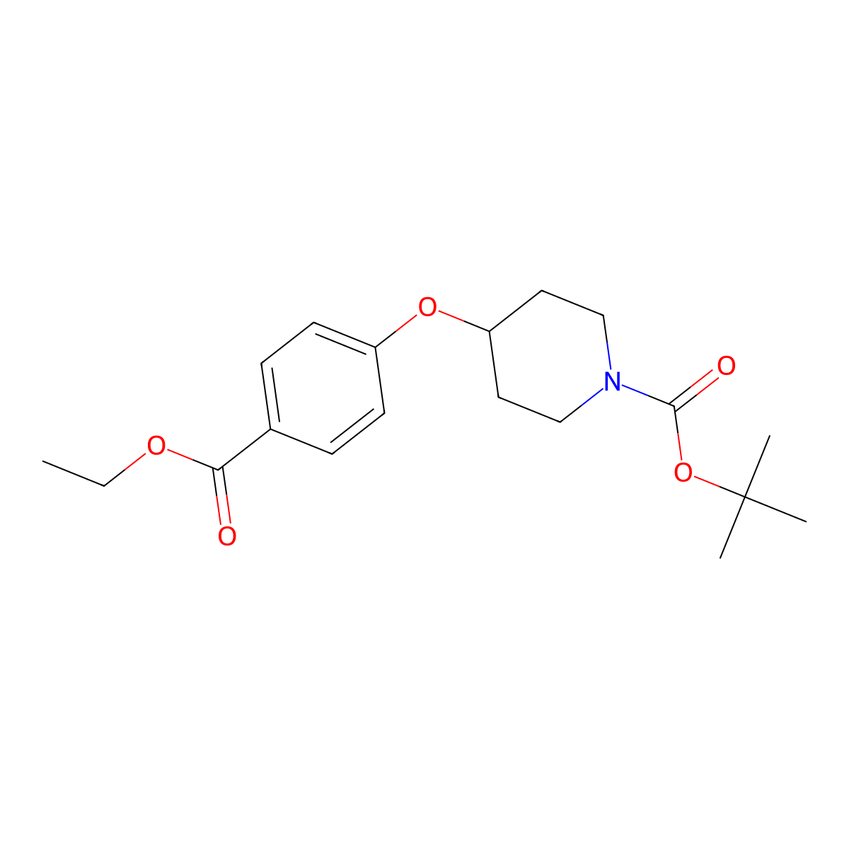 tert-Butyl 4-(4-(ethoxycarbonyl)phenoxy)piperidine-1-carboxylate molecular structure, CAS 210962-44-0