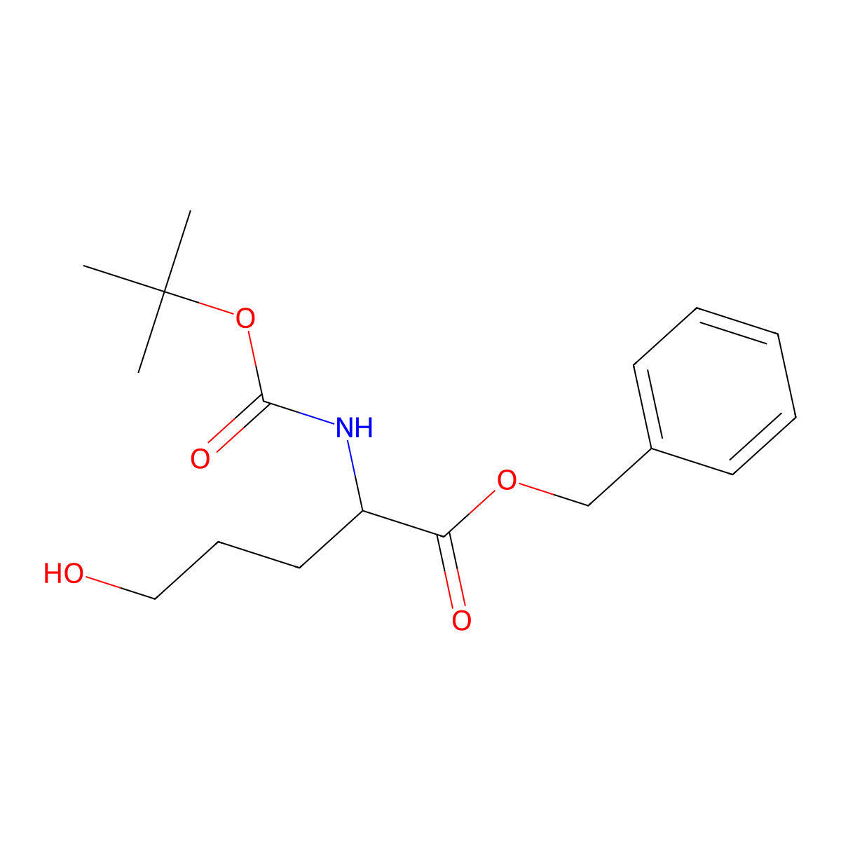 benzyl N-(tert-butoxycarbonyl)-5-hydroxy-D-norvalinate molecular structure, CAS 210963-67-0