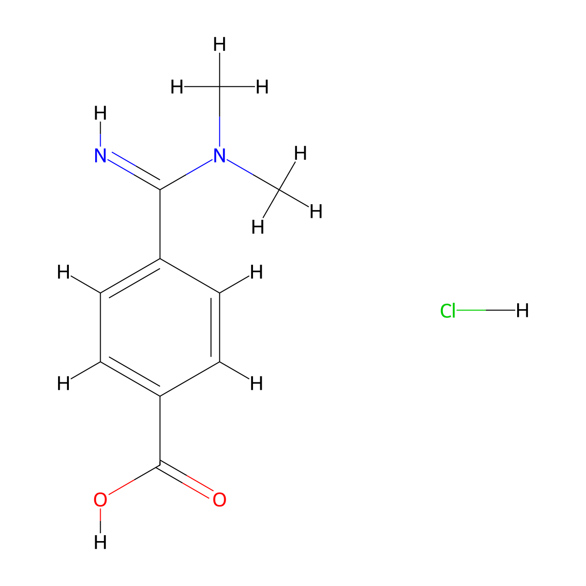 4-(N,N-Dimethylcarbamimidoyl)benzoic acid hydrochloride molecular structure, CAS 210963-78-3