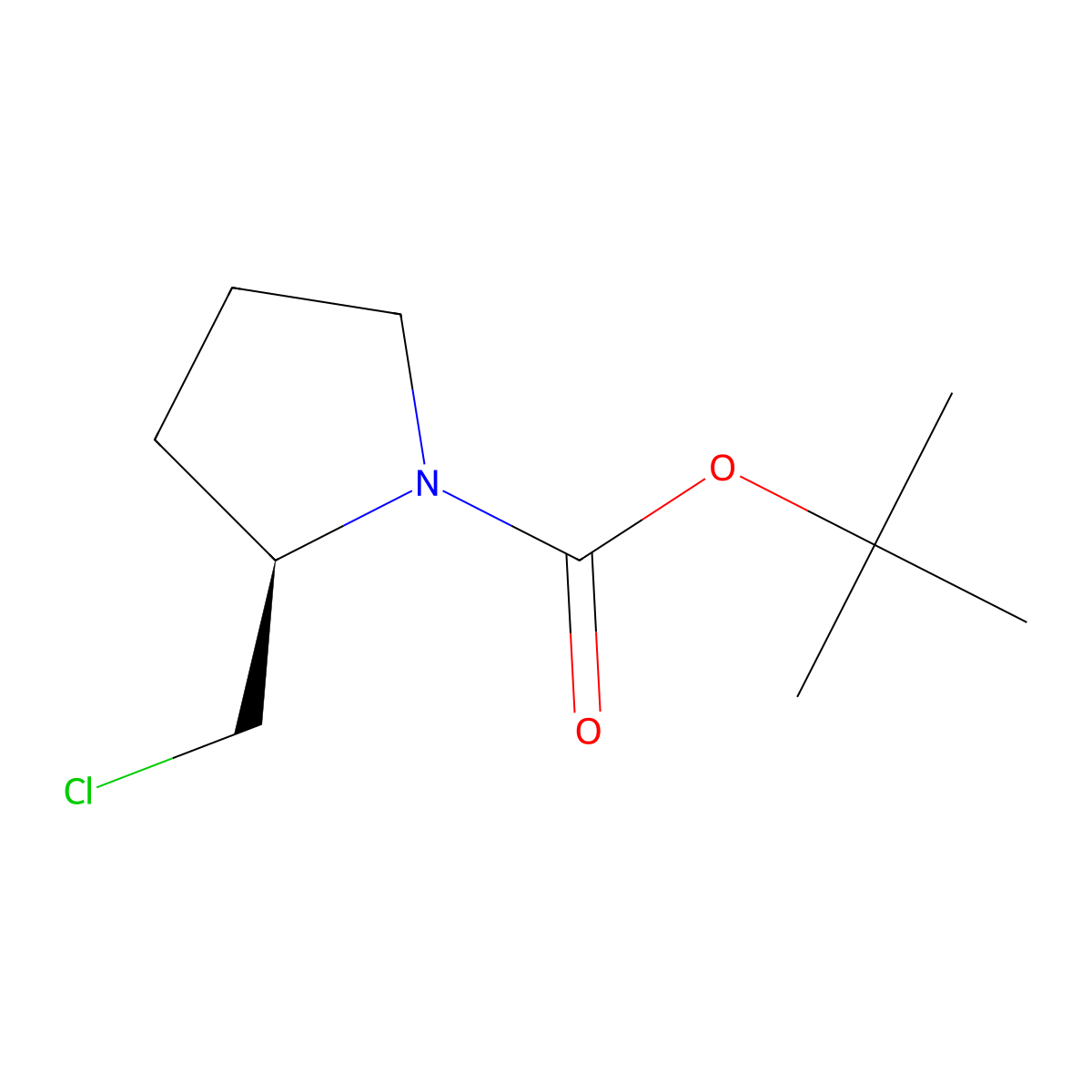 (R)-1-Boc-2-chloromethyl-pyrrolidine molecular structure, CAS 210963-90-9