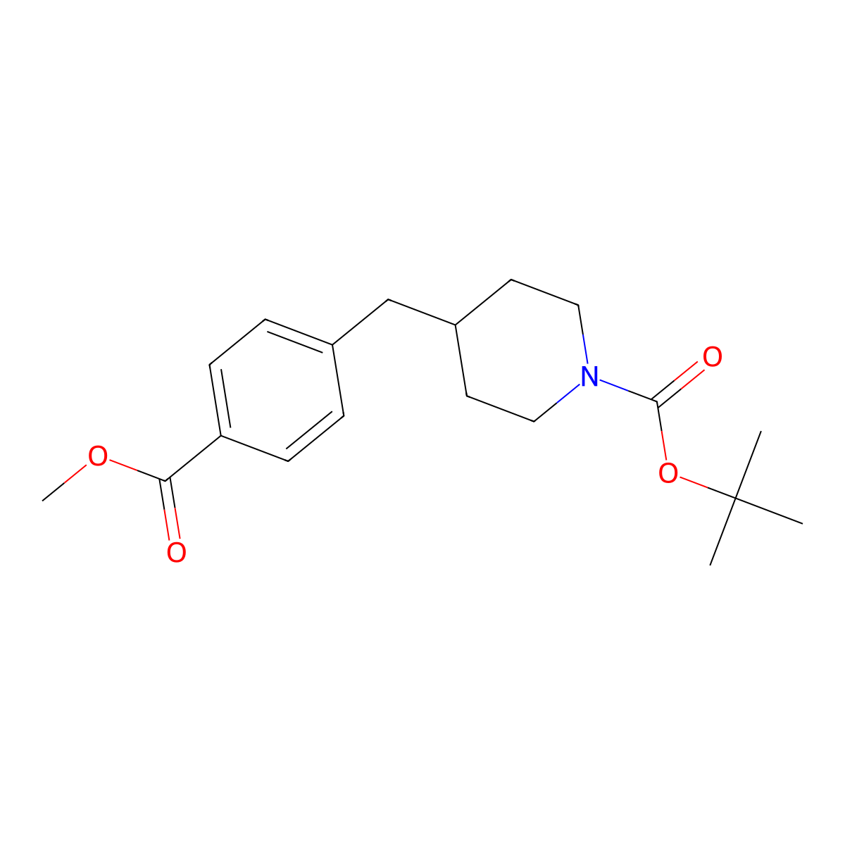 1-Piperidinecarboxylic acid, 4-[[4-(methoxycarbonyl)phenyl]methyl]-, 1,1-dimethylethyl ester molecular structure, CAS 210964-04-8