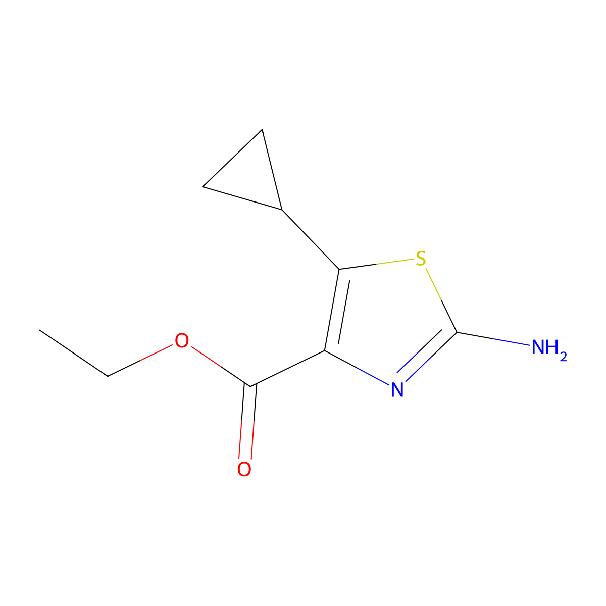 Ethyl 2-amino-5-cyclopropyl-1,3-thiazole-4-carboxylate molecular structure, CAS 2109663-40-1