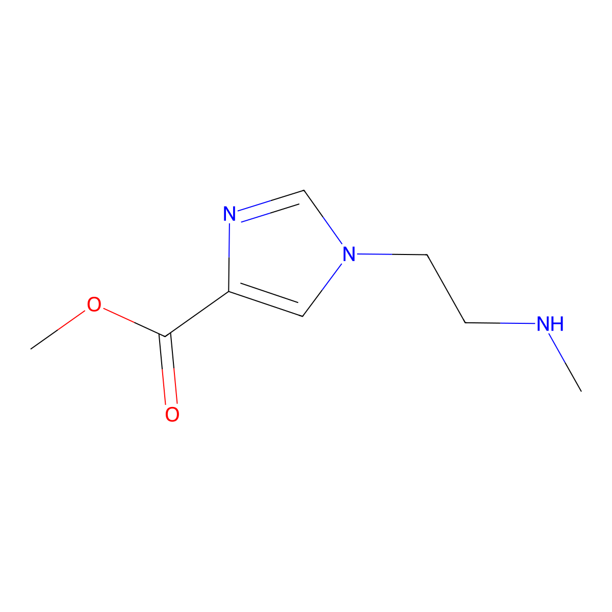 methyl 1-[2-(methylamino)ethyl]-1H-imidazole-4-carboxylate molecular structure, CAS 2109694-91-7