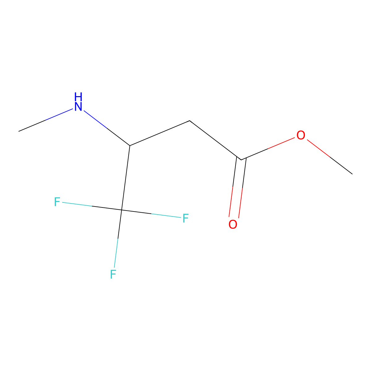 Methyl 4,4,4-trifluoro-3-(methylamino)butanoate molecular structure, CAS 2109697-04-1