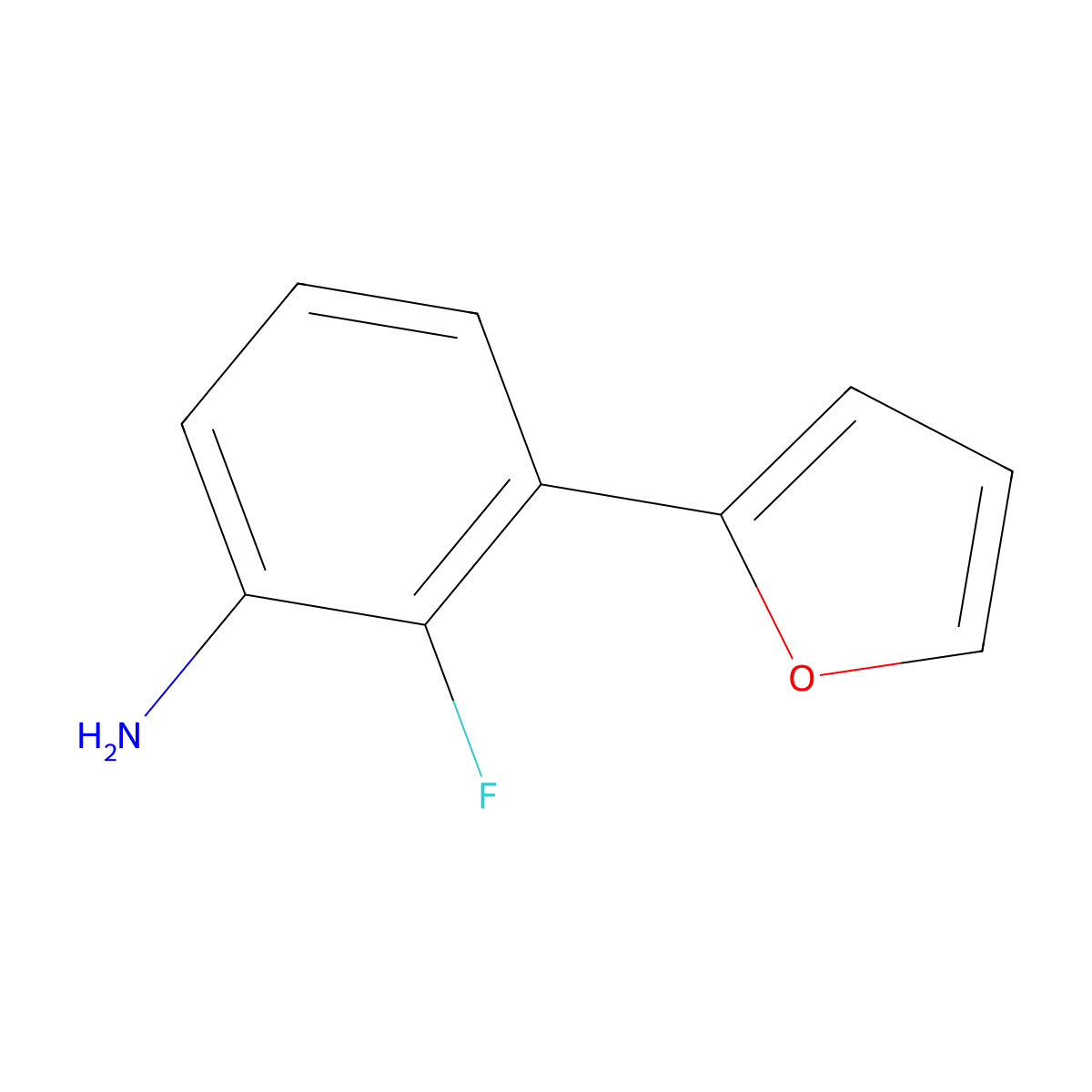 2-Fluoro-3-(2-furanyl)benzenamine molecular structure, CAS 2109701-83-7