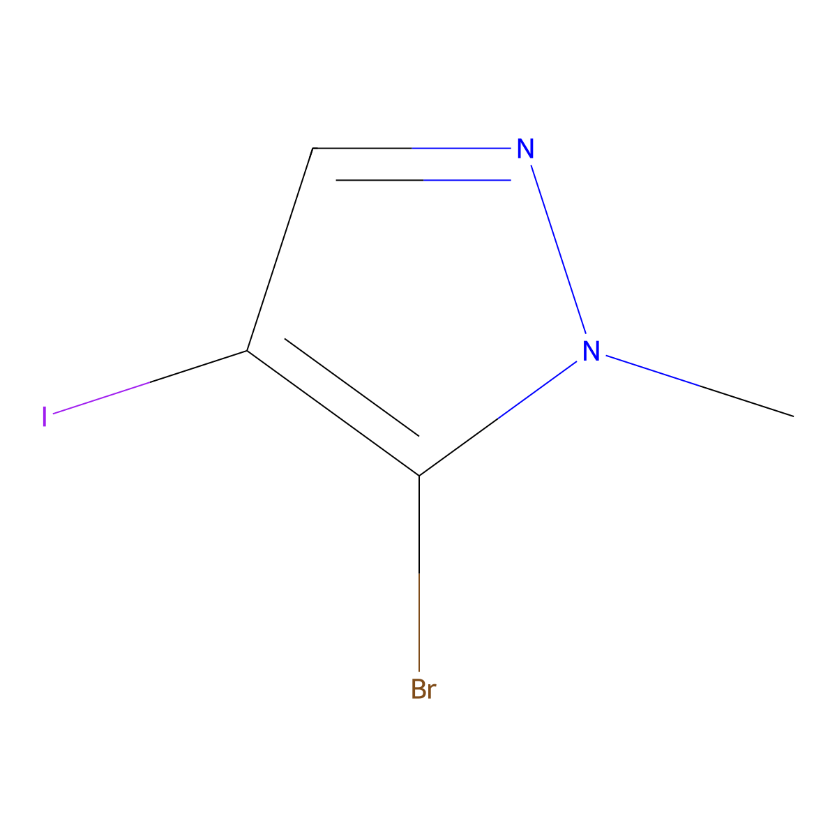 5-bromo-4-iodo-1-methyl-1H-pyrazole molecular structure, CAS 2109726-53-4