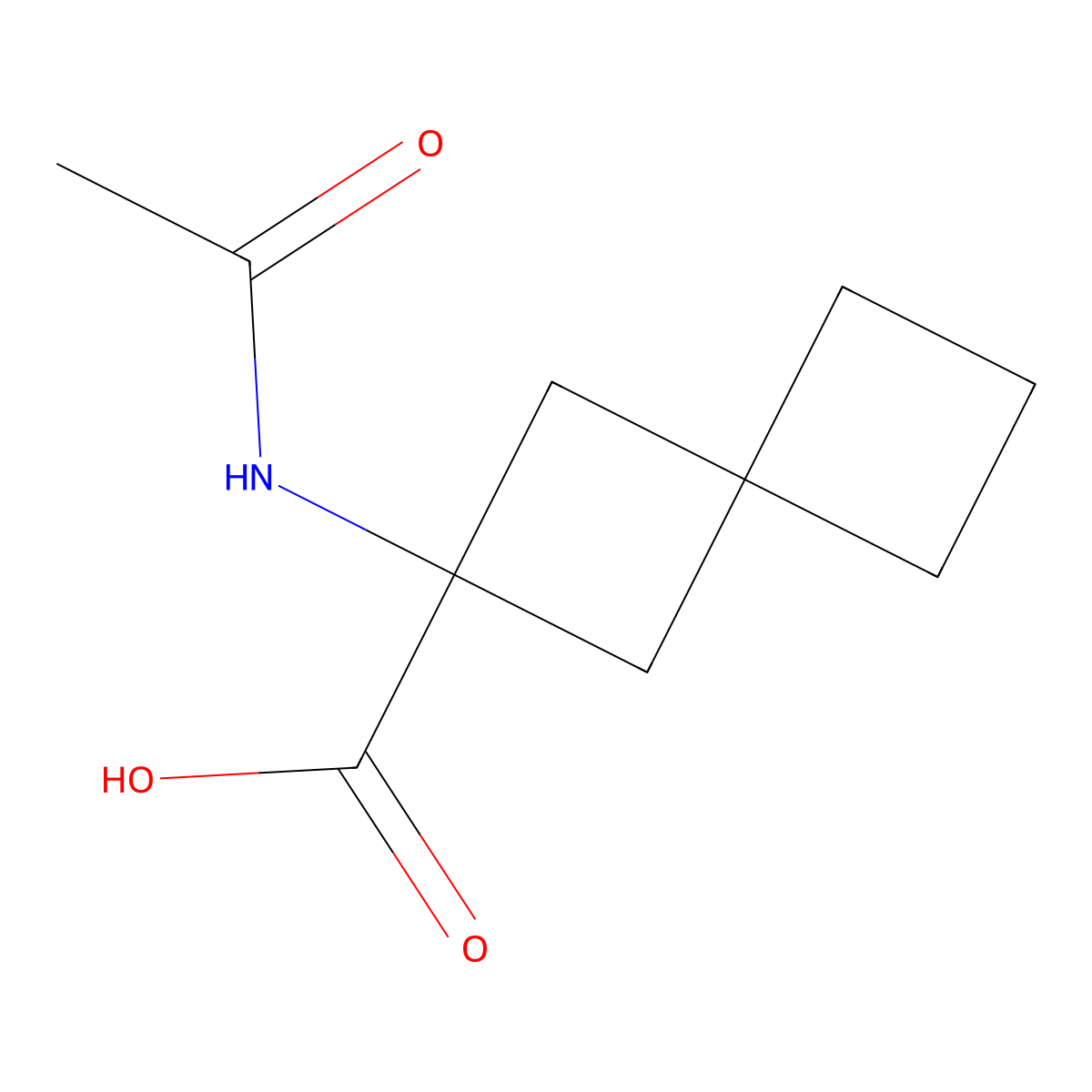 2-Acetamidospiro[3.3]heptane-2-carboxylic acid molecular structure, CAS 2109778-30-3
