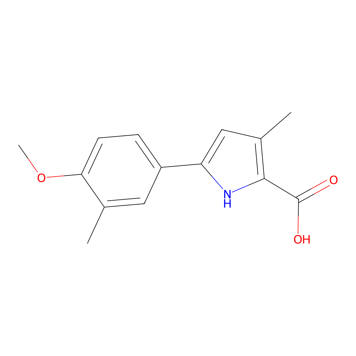 5-(4-Methoxy-3-methylphenyl)-3-methyl-1H-pyrrole-2-carboxylic acid molecular structure, CAS 2109802-90-4