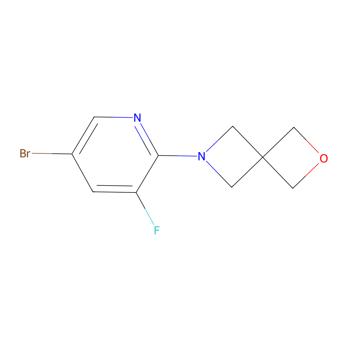 6-(5-Bromo-3-fluoropyridin-2-YL)-2-oxa-6-azaspiro[3.3]heptane molecular structure, CAS 2109804-60-4