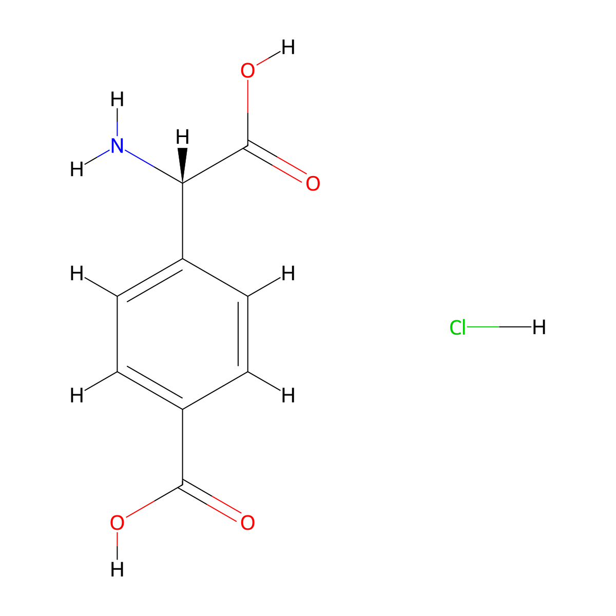 (S)-4-(Amino(carboxy)methyl)benzoic acid hydrochloride molecular structure, CAS 2109874-13-5