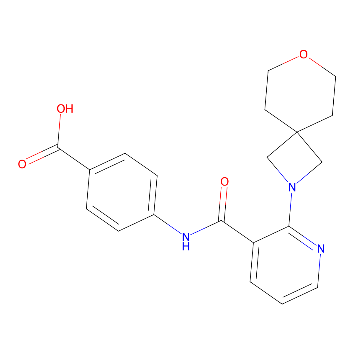 4-(2-{7-Oxa-2-azaspiro[3.5]nonan-2-yl}pyridine-3-amido)benzoic acid molecular structure, CAS 2109880-30-8