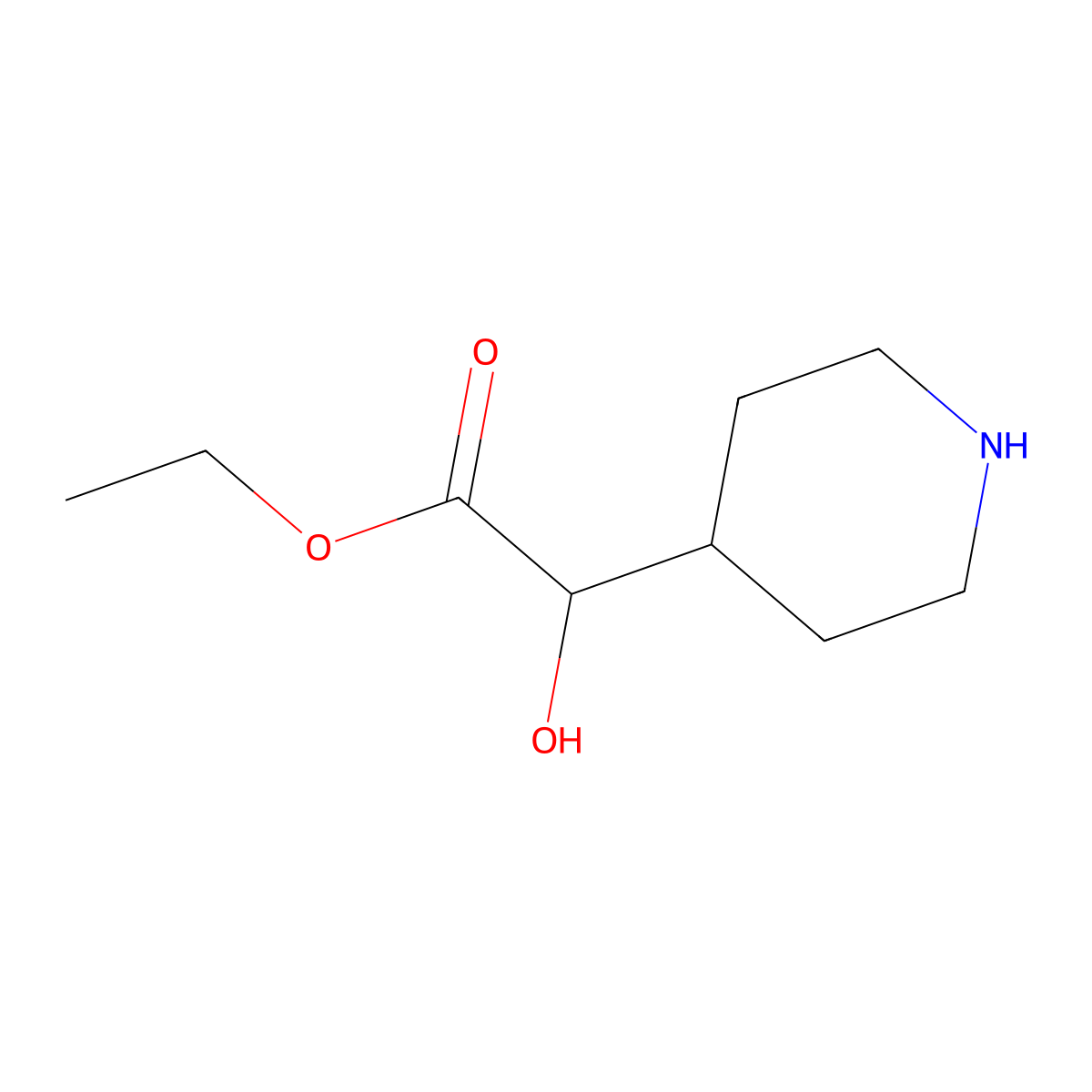 Ethyl 2-hydroxy-2-(piperidin-4-yl)acetate molecular structure, CAS 2109911-60-4