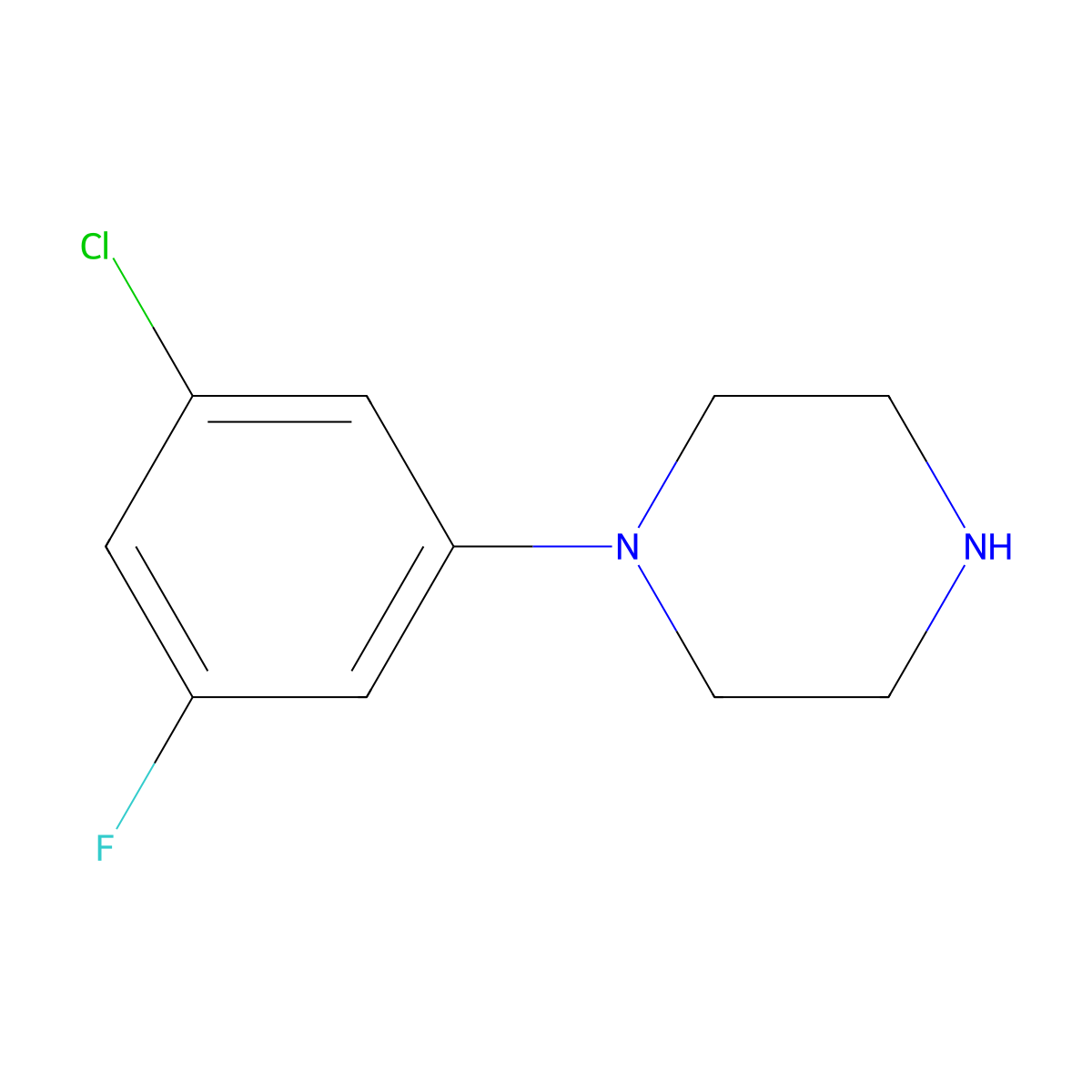 1-(3-Chloro-5-fluorophenyl)piperazine molecular structure, CAS 210992-23-7
