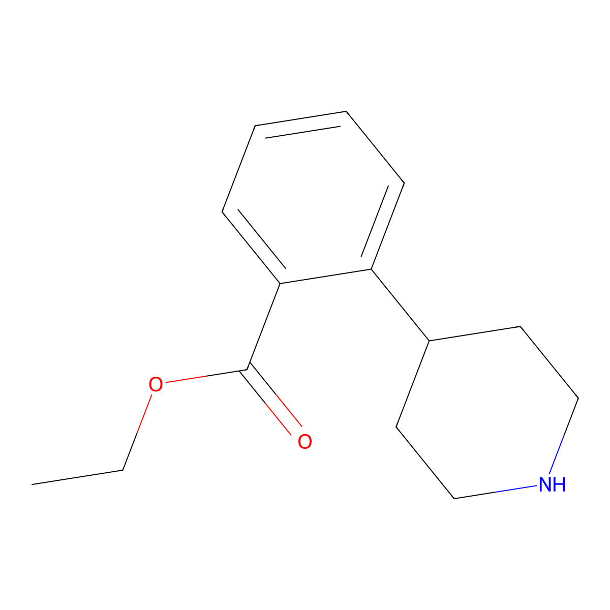 Ethyl 2-(piperidin-4-yl)benzoate molecular structure, CAS 2109925-23-5