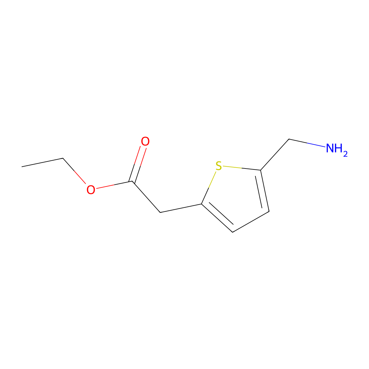 Ethyl 2-[5-(aminomethyl)thiophen-2-yl]acetate molecular structure, CAS 2109941-08-2