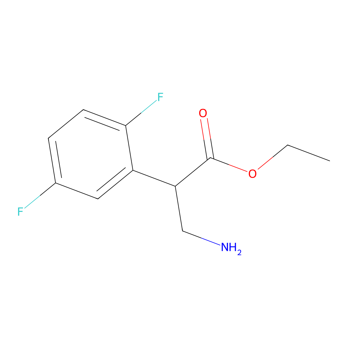 Ethyl 3-amino-2-(2,5-difluorophenyl)propanoate molecular structure, CAS 2109968-80-9