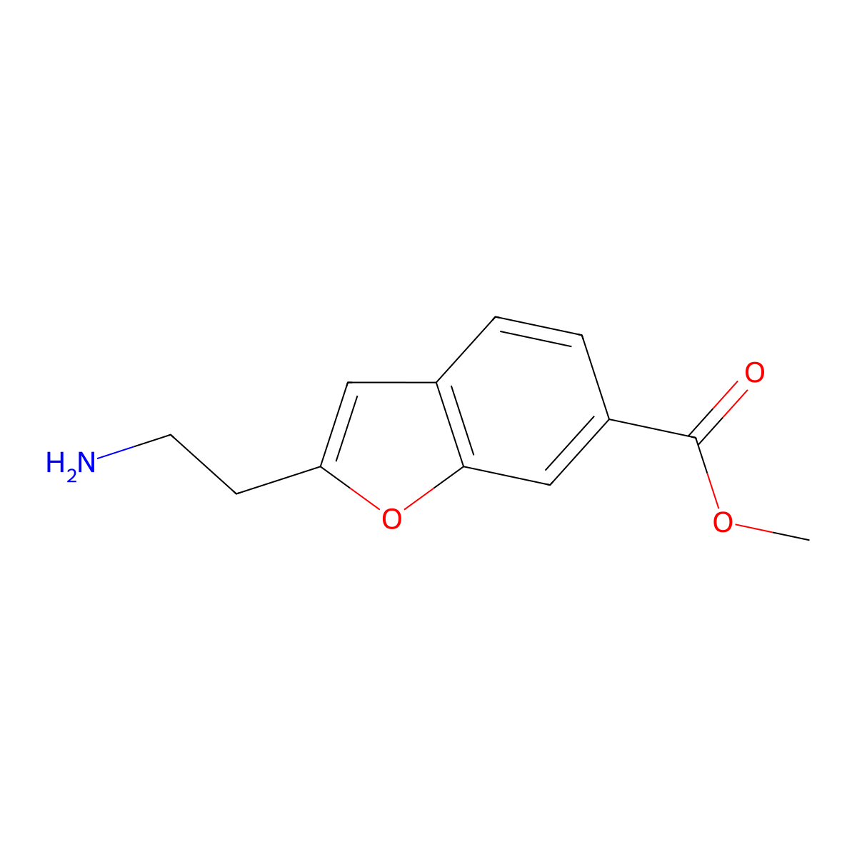 Methyl 2-(2-aminoethyl)-1-benzofuran-6-carboxylate molecular structure, CAS 2109969-92-6
