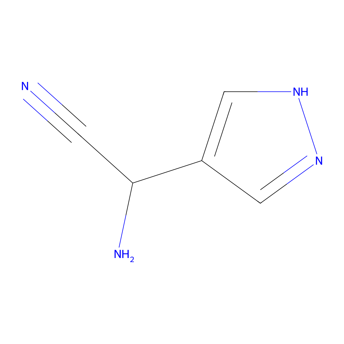 2-Amino-2-(1H-pyrazol-4-yl)acetonitrile molecular structure, CAS 2109973-41-1