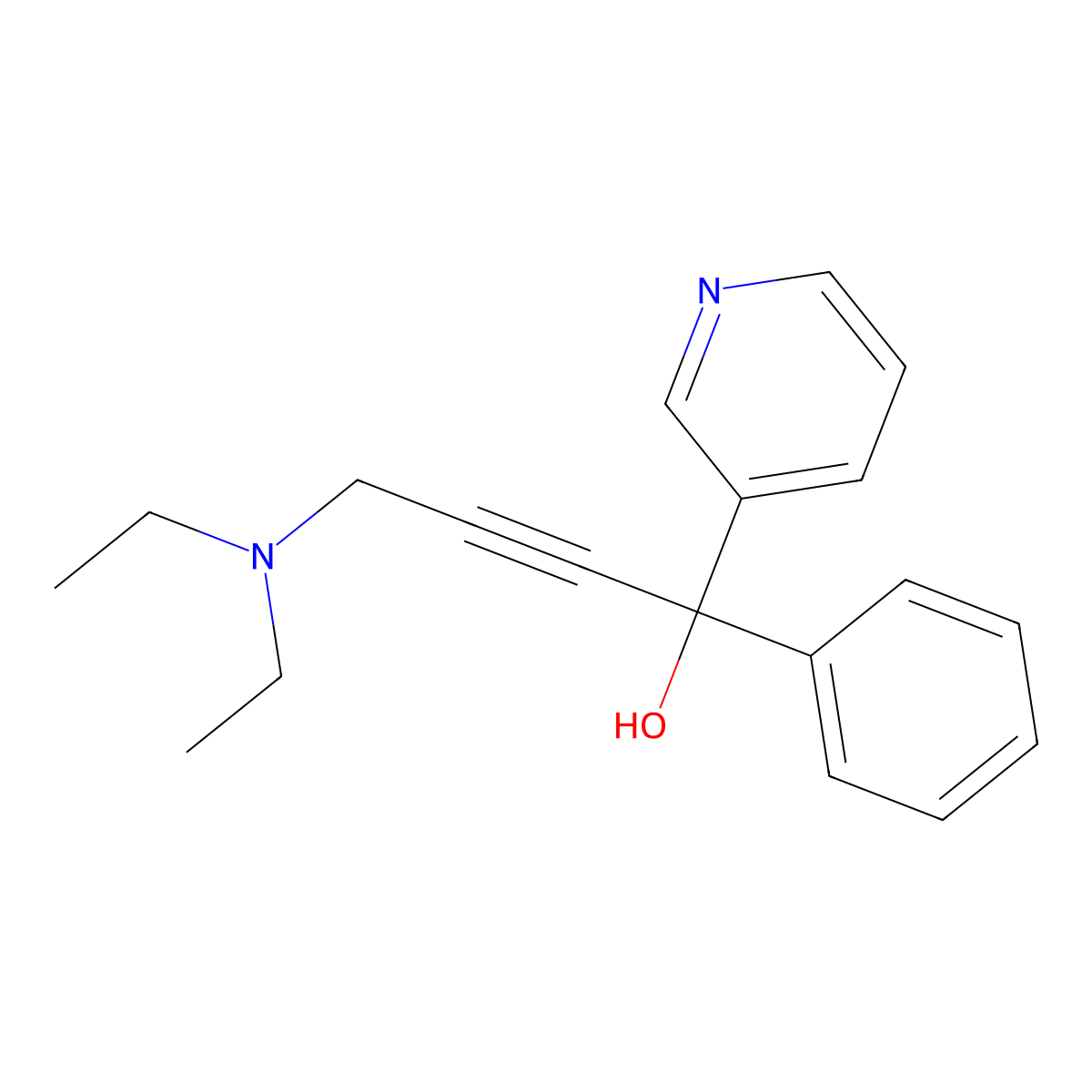 3-Pyridinemethanol, alpha-(3-(diethylamino)-1-propynyl)-alpha-phenyl- molecular structure, CAS 2110-55-6