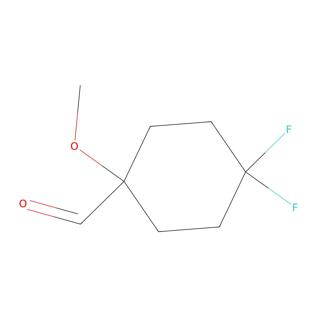 4,4-Difluoro-1-methoxycyclohexane-1-carbaldehyde molecular structure, CAS 2110028-13-0