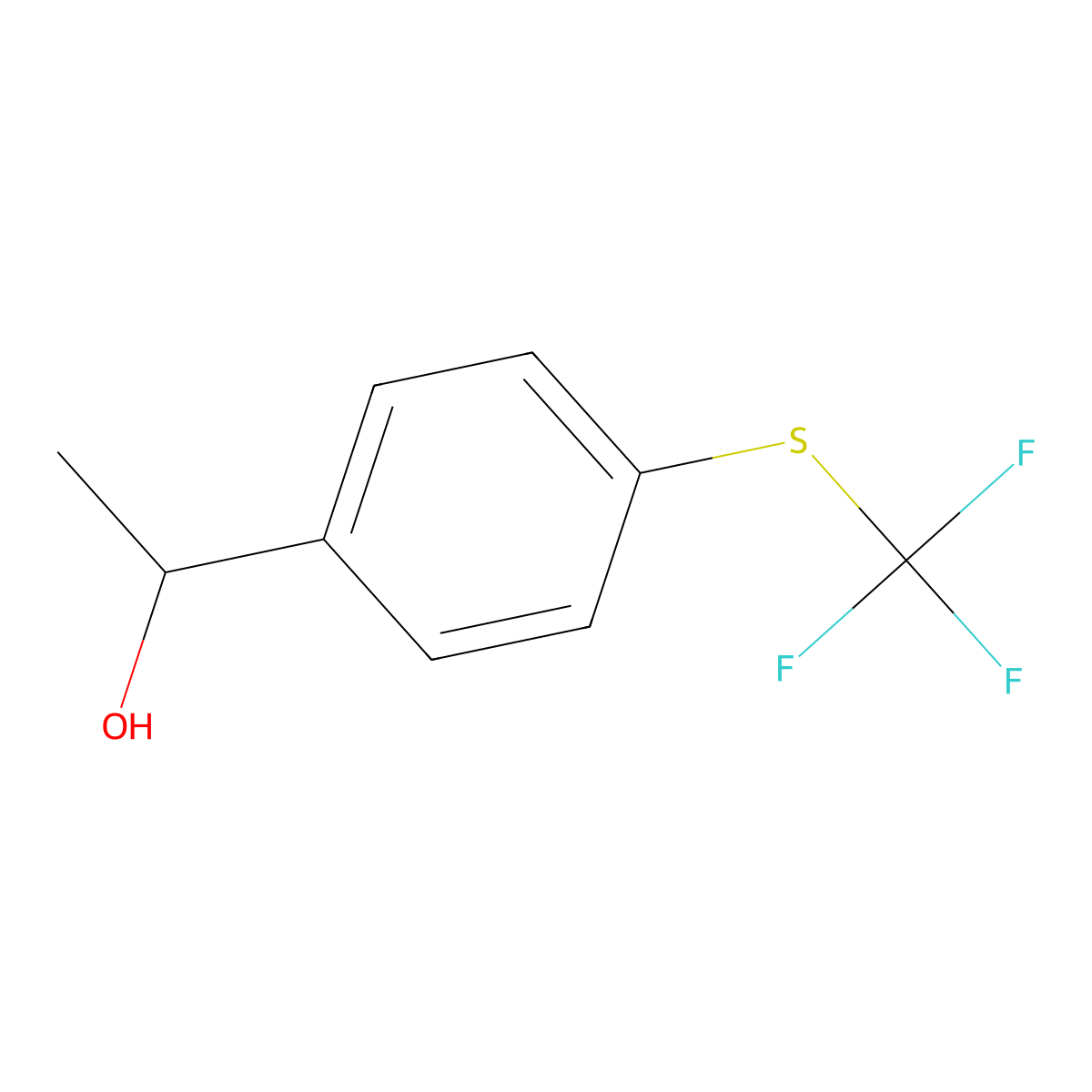 1-{4-[(Trifluoromethyl)sulfanyl]phenyl}ethan-1-ol molecular structure, CAS 21101-66-6