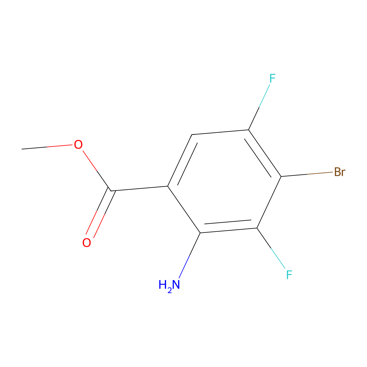 Methyl 2-amino-4-bromo-3,5-difluorobenzoate molecular structure, CAS 2110119-64-5