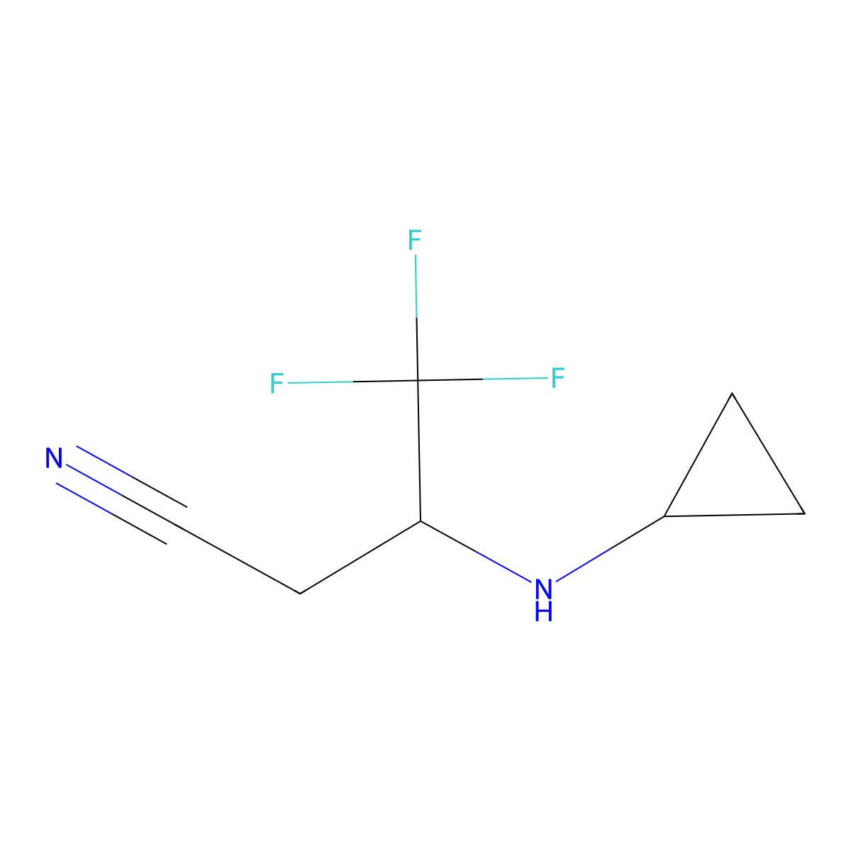 3-(Cyclopropylamino)-4,4,4-trifluorobutanenitrile molecular structure, CAS 2110133-57-6